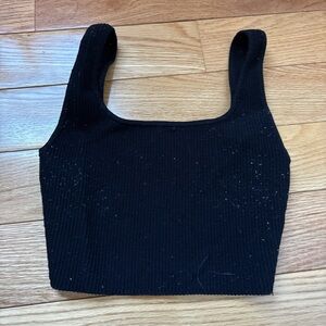 Babaton Black Ribbed Crop Top